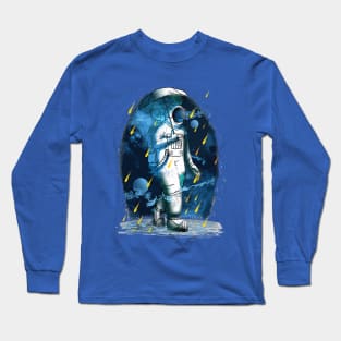 Astronaut spaceman meteor shower galaxy Long Sleeve T-Shirt